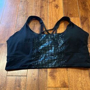 Rae Mode Black Snakeskin Detail Cross back Bra Top